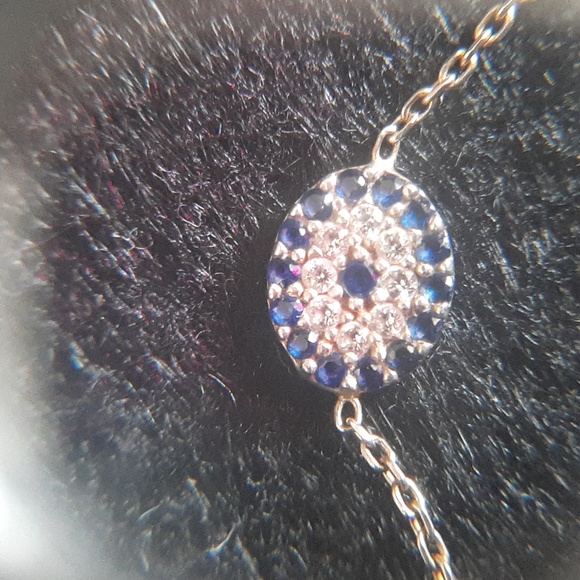 Vintage sterling silver CZ evil eye bracelet - Picture 2 of 3